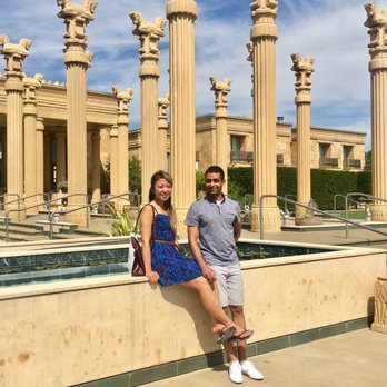 Darioush Winery - Beautiful facilities - water lilies in the front water fountain and a flower garden behind us as well - Wineries Near Me - Napa, California