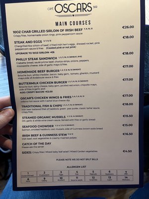 Menu photo 2 Oscars Cafe Bar Smithfield, D Menu photo 2 Oscars Cafe Bar Smithfield, D