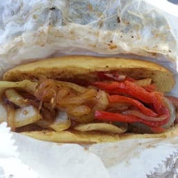 Dog with just onion and peppers Dog with just onion and peppers