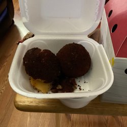 Krispy Krunchy Chicken - These potato balls had an awful taste and burnt exterior.