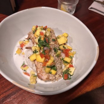 Ama Cane Bay - Almond crusted Mahi over coconut rice - Seafood Near Me - St. Croix, Virgin Islands
