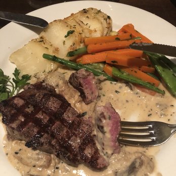 Jane - Filet mignon with veggies and scalloped potatoes. Herb cream sauce! - New American Near Me - Santa Barbara, California