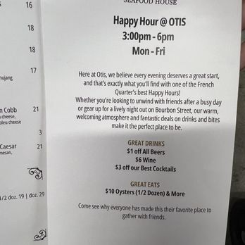 Otis Seafood House - Happy Hour - Wine Bars Near Me - New Orleans, Louisiana Otis Seafood House - Happy Hour - Wine Bars Near Me - New Orleans, Louisiana