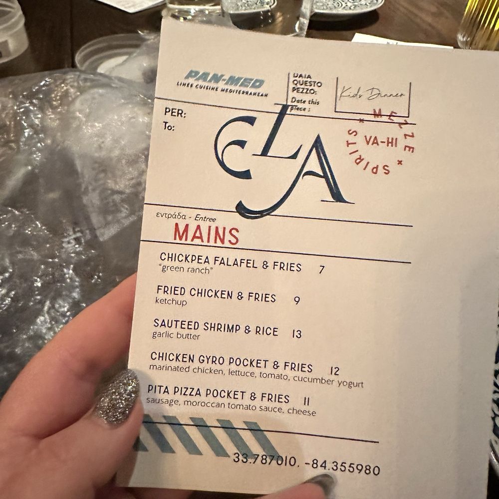Kids menu