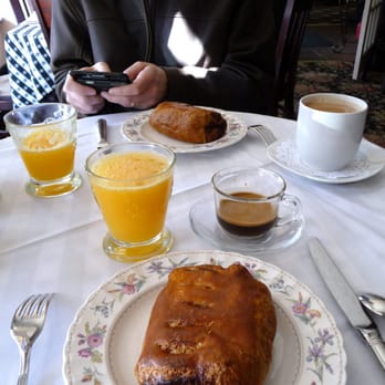 Suzette's Creperie - Petite Dejeuner. Pain au chocolat, freshly squeezed orange juice, cafe au lait. - French Near Me - Wheaton, Illinois