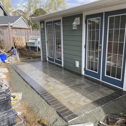 Solid Earth Stoneworks - Backyard patio in Belgard's "Origins" in Tofino Grey.  Chemainus.