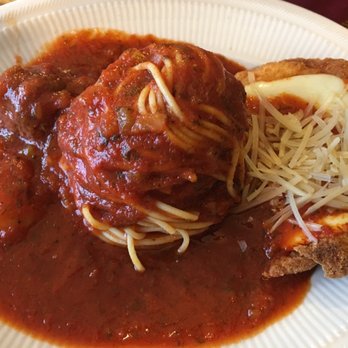 Pete's Place - Lunch - chicken Parmesan, spaghetti with a meatball and 1 ravioli. - Italian Near Me - Krebs, Oklahoma