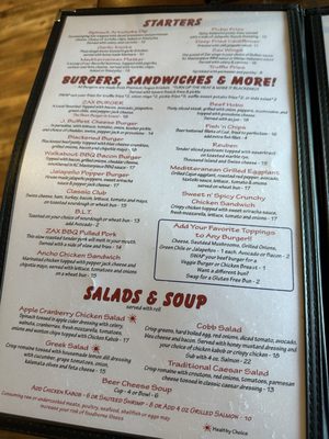 Menu photo 3 Zax Restaurant Moab, UT