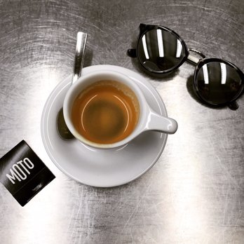Moto Coffee Machine - Single espresso - note the cute matchbook - Coffee & Tea Near Me - Hudson, New York Moto Coffee Machine - Single espresso - note the cute matchbook - Coffee & Tea Near Me - Hudson, New York