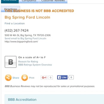 Big Spring Ford - Not BBB accredited but claiming to be. - Auto Repair Near Me - Big Spring, Texas