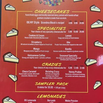 Crazy Block Cheesecakes - Desserts Near Me - Oakland, California