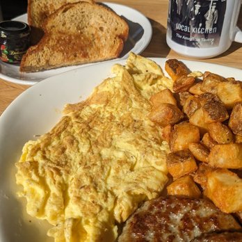 Local Kitchen - Scrambled eggs, home fries & sausage patties. - American Near Me - Manhattan Beach, California Local Kitchen - Scrambled eggs, home fries & sausage patties. - American Near Me - Manhattan Beach, California
