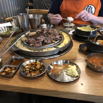 Jin BBQ - Beef combo with kimchi stew and volcano egg - Korean Near Me - Mesa, Arizona