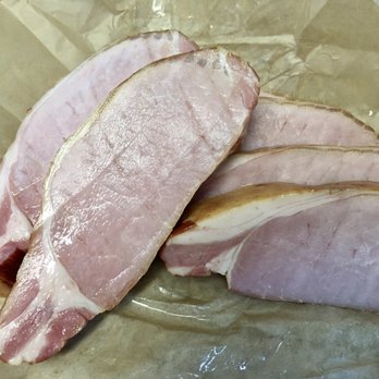 Baker's Bacon - English Bacon (custom thick cut at counter) - Smokehouse Near Me - Marina, California Baker's Bacon - English Bacon (custom thick cut at counter) - Smokehouse Near Me - Marina, California