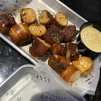 Sidecar Slider Bar - Pretzel bites with cheese sauce - Burgers Near Me - Farmington, Michigan Sidecar Slider Bar - Pretzel bites with cheese sauce - Burgers Near Me - Farmington, Michigan