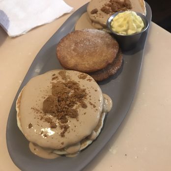 My Cafe - Flight of the pancakes special order: 2 cookie butter lovers and malasada - Breakfast & Brunch Near Me - Kapolei, Hawaii My Cafe - Flight of the pancakes special order: 2 cookie butter lovers and malasada - Breakfast & Brunch Near Me - Kapolei, Hawaii