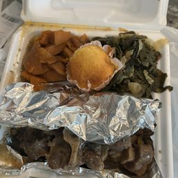 Yams greens Oxtails & Rice Dinner