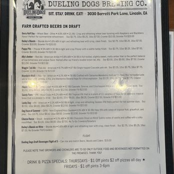 Dueling Dogs Brewing - Beer menu - Breweries Near Me - Lincoln, California Dueling Dogs Brewing - Beer menu - Breweries Near Me - Lincoln, California
