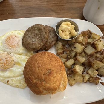 The Buttered Biscuit - Moberly - House made sausage, red potatoes, biscuit and honey butter, eggs over medium - Breakfast & Brunch Near Me - Bentonville, Arkansas The Buttered Biscuit - Moberly - House made sausage, red potatoes, biscuit and honey butter, eggs over medium - Breakfast & Brunch Near Me - Bentonville, Arkansas