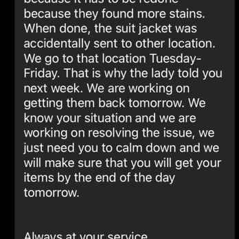 King Dry Cleaners - This speaks for itself. This is from the manager. He even told me to calm down lol. - Dry Cleaning Near Me - Reno, Nevada King Dry Cleaners - This speaks for itself. This is from the manager. He even told me to calm down lol. - Dry Cleaning Near Me - Reno, Nevada