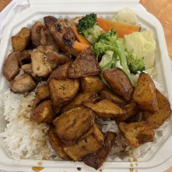 Kelly's Cajun Grill - Bourbon Chicken Combo w/ Steamed Veggies & Potatoes - Cajun/Creole Near Me - San Jose, California