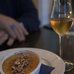 Brasserie Lebrun - Butterscotch creme brulee with candied hazelnuts...so good