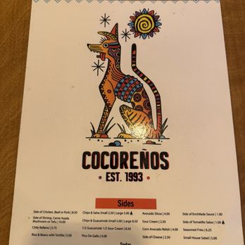 Cocorenos - Menu (front) - Mexican Near Me - Long Beach, California Cocorenos - Menu (front) - Mexican Near Me - Long Beach, California