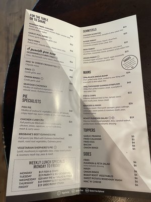 Menu photo 1 Irish Murphy's Brisbane, QLD Menu photo 1 Irish Murphy's Brisbane, QLD