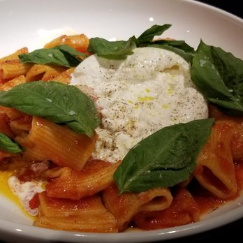 Amano Trattoria - Housemade burrata on tomato based pasta - Italian Near Me - Toronto, Ontario Amano Trattoria - Housemade burrata on tomato based pasta - Italian Near Me - Toronto, Ontario