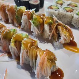 Johnston, yellowtail & salmon avocado rolls Johnston, yellowtail & salmon avocado rolls
