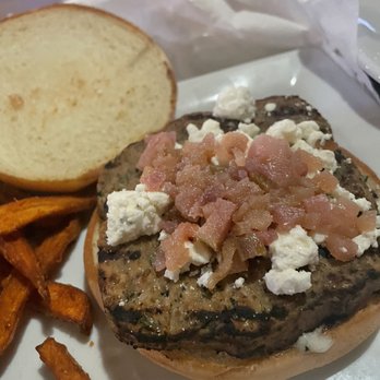 Wood-n-Tap - Turkey burger burger with blue cheese not melted there was no or very little lettuce underneath the turkey burger - New American Near Me - West Springfield, Massachusetts Wood-n-Tap - Turkey burger burger with blue cheese not melted there was no or very little lettuce underneath the turkey burger - New American Near Me - West Springfield, Massachusetts