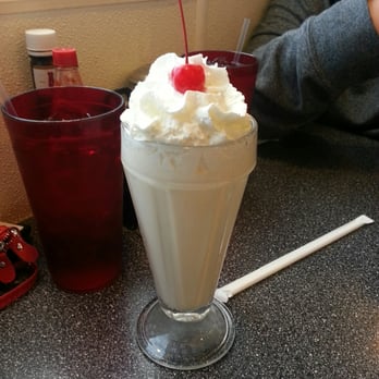 Fleetwood Diner - Vanilla milkshake. Leftovers came in a big tin cup on the side. - Diners Near Me - Lansing, Michigan