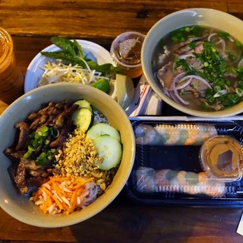 Hanco's - Rice Vermicelli bowl with pork, pho, summer rolls, and Thai Iced Tea - Vietnamese Near Me - Brooklyn, New York Hanco's - Rice Vermicelli bowl with pork, pho, summer rolls, and Thai Iced Tea - Vietnamese Near Me - Brooklyn, New York