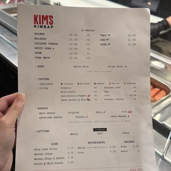Kim's Kimbap - Menu as of 2026 - Korean Near Me - New York, New York