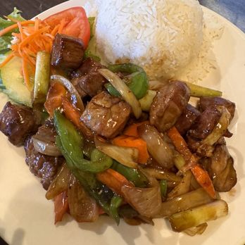 Saigon Noodle and Bistro - Co'm Bo luc lac (C10. Cubed Flank Steak Rice Platter) - Vietnamese Near Me - Orlando, Florida Saigon Noodle and Bistro - Co'm Bo luc lac (C10. Cubed Flank Steak Rice Platter) - Vietnamese Near Me - Orlando, Florida