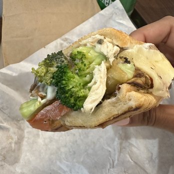 Le Diplomate Cafe - Hot Chicken Broccoli Mushroom Sandwich with eggplant and artichoke - Bakeries Near Me - Irvine, California Le Diplomate Cafe - Hot Chicken Broccoli Mushroom Sandwich with eggplant and artichoke - Bakeries Near Me - Irvine, California