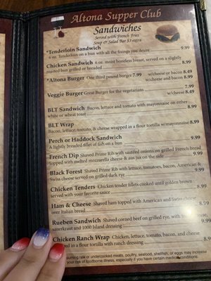 Menu photo 4 Altona Supper Club New Holstein, WI