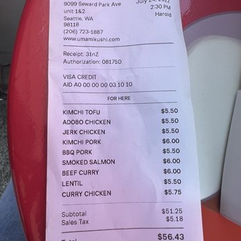 Umami Kushi - Receipt - Bakeries Near Me - Seattle, Washington Umami Kushi - Receipt - Bakeries Near Me - Seattle, Washington