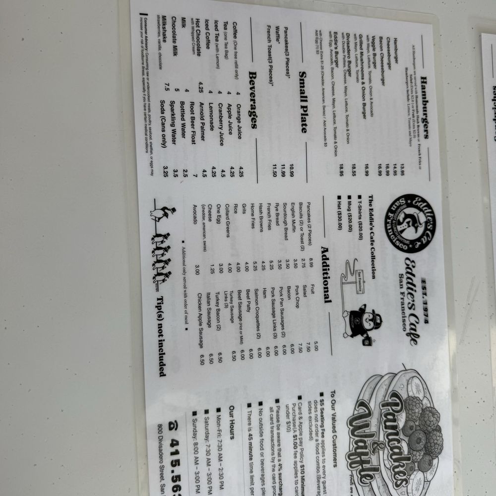 Eddie's Cafe - Menu - Breakfast & Brunch Near Me - San Francisco, California