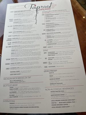 Menu photo 8 Taproot Cider House Traverse City, MI