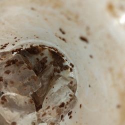 Why use solid chocolate in an iced mocha? You get chocolate dirt at the bottom of the cup. Disappointing.