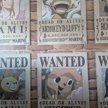 One Piece Cafe - Wanted Poster Wall - Themed Cafes Near Me - Las Vegas, Nevada One Piece Cafe - Wanted Poster Wall - Themed Cafes Near Me - Las Vegas, Nevada