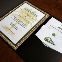 Twin Ravens Press - Fun and bright, pocket folder wedding invitations for a couple in Florida!