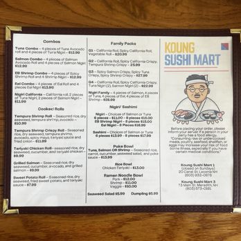 Koung Sushi Mart - Menu - Sushi Bars Near Me - Laconia, New Hampshire Koung Sushi Mart - Menu - Sushi Bars Near Me - Laconia, New Hampshire
