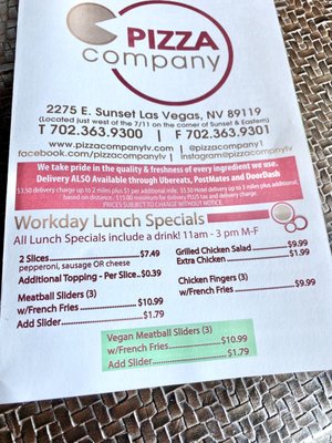 Menu photo 1 Pizza Company Las Vegas, NV Menu photo 1 Pizza Company Las Vegas, NV