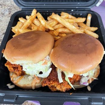 Angry Chickz - Chicken sliders medium heat with coleslaw and fries - Chicken Shop Near Me - Glendale, Arizona Angry Chickz - Chicken sliders medium heat with coleslaw and fries - Chicken Shop Near Me - Glendale, Arizona
