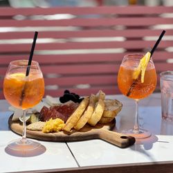 Flamingo Deck - Charcuterie plate with Aperol Spritz