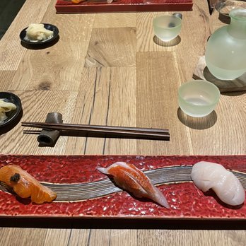 Sushi Jin - Scallop, golden eye snapper and something else (not salmon) - Sushi Bars Near Me - Mountain View, California Sushi Jin - Scallop, golden eye snapper and something else (not salmon) - Sushi Bars Near Me - Mountain View, California