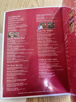 Menu photo 1 Mother India Restaurant Chatsworth, CA Menu photo 1 Mother India Restaurant Chatsworth, CA
