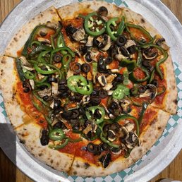 Veggie pizza no cheese, no onions, ass jalapeños. Veggie pizza no cheese, no onions, ass jalapeños.